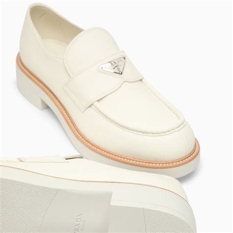 prada ivory|Ivory Leather Loafers .